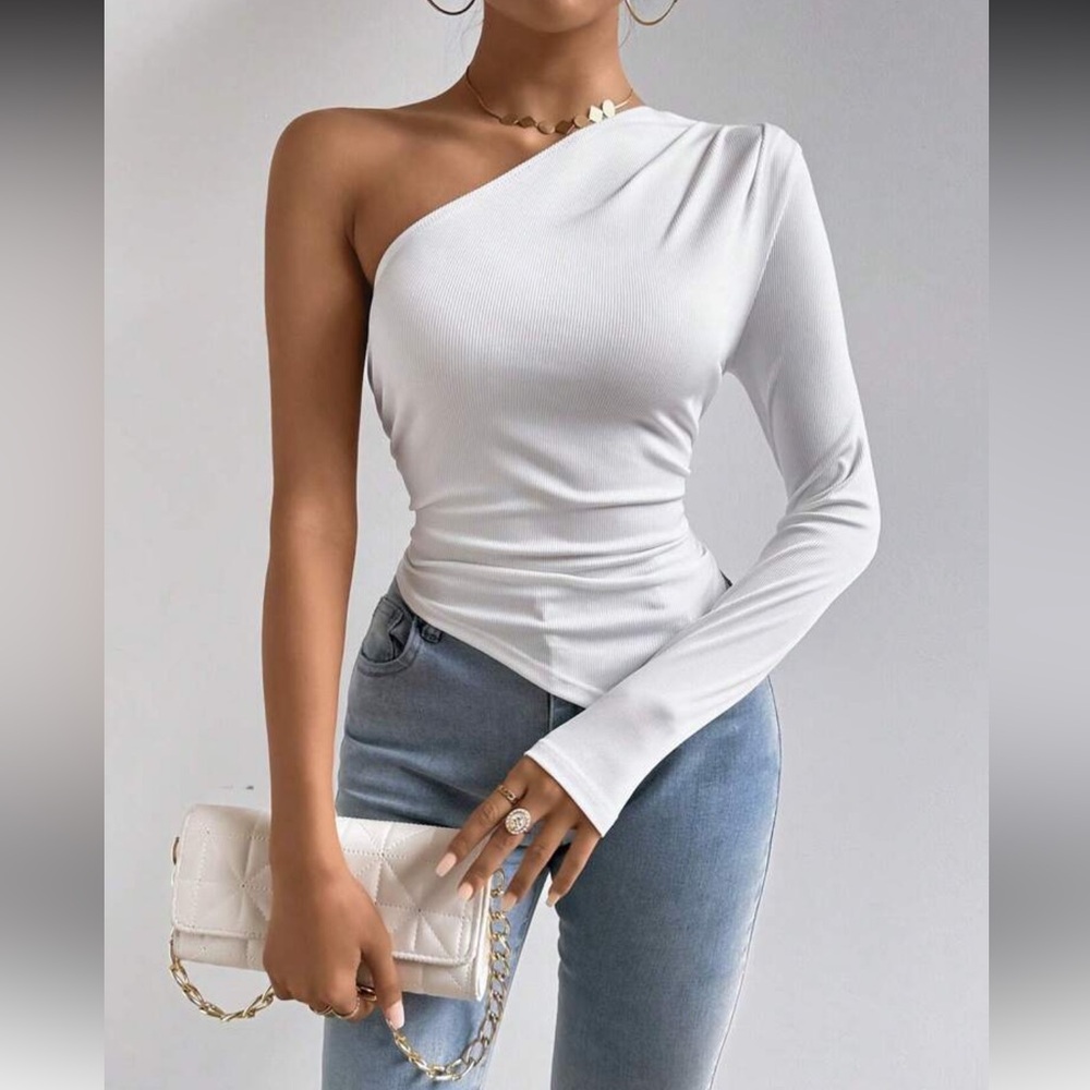 One-Shoulder White Top